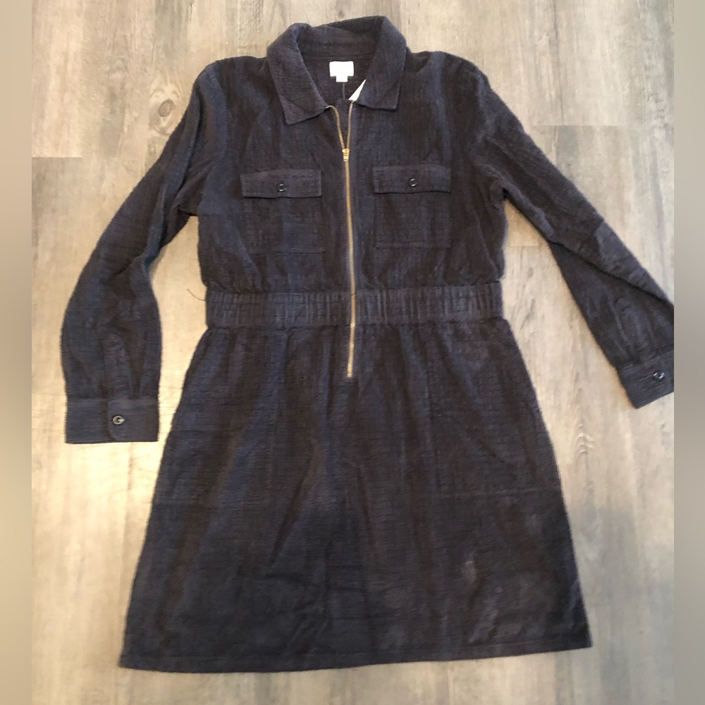 J. Crew grey cinched zip up dress in corduroy size 14
